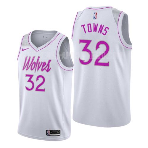 uomo maglia minnesota timberwolves di karl anthony towns 32 bianco earned edition