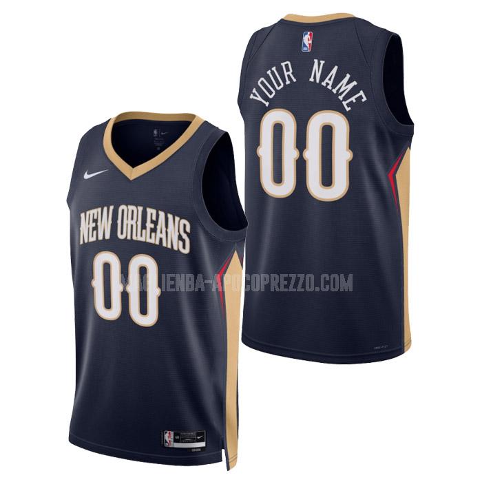 uomo maglia new orleans pelicans di custom blu navy icon edition 2023