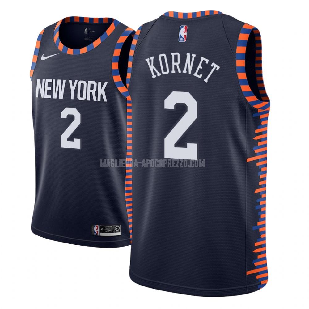 uomo maglia new york knicks di luke kornet 2 blu navy city edition