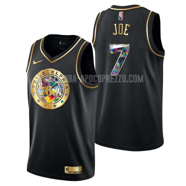 uomo maglia philadelphia 76ers di isaiah joe 7 nero golden edition diamond logo 2022