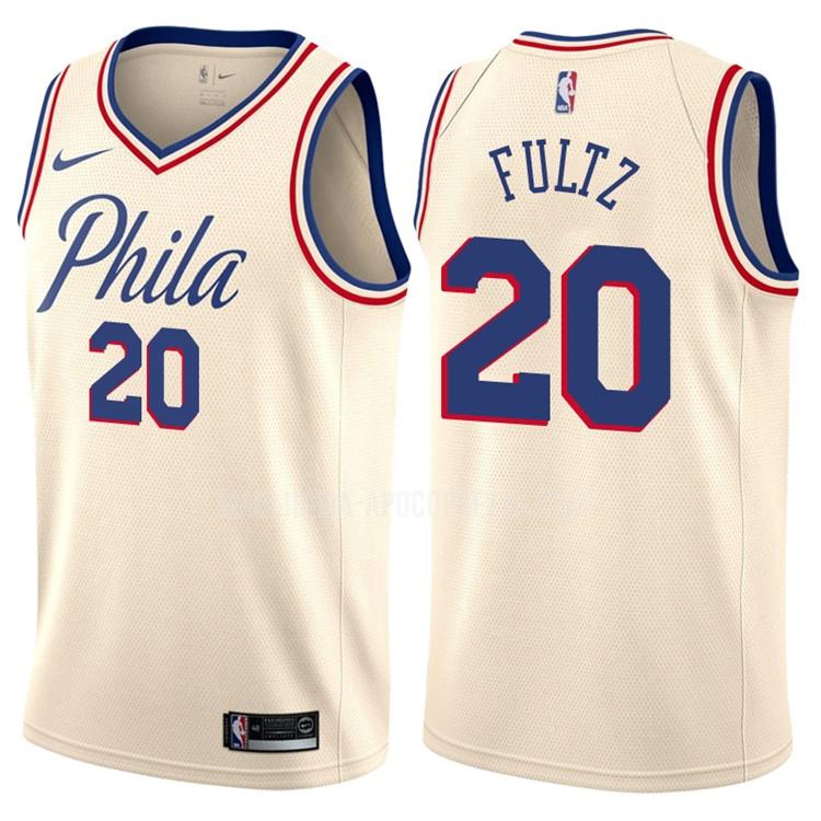 uomo maglia philadelphia 76ers di markelle fultz 20 color crema city edition