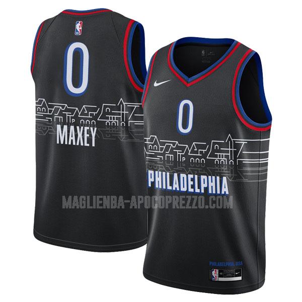 uomo maglia philadelphia 76ers di tyrese maxey 0 nero city edition 2020-21